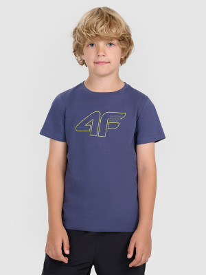 4F T-shirt regular z nadrukiem chłopięcy - granatowy