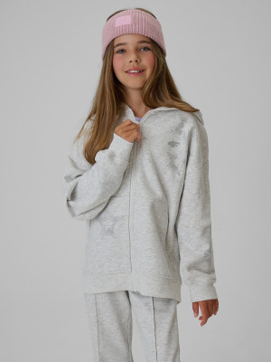 4F Bluza dresowa loose z kapturem dziewczęca - szara