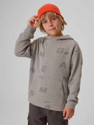 4F Bluza dresowa loose z kapturem chłopięca - szara