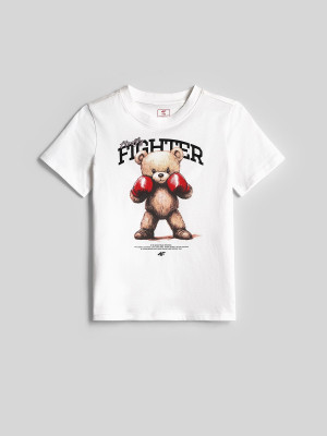 4F T-shirt regular z nadrukiem dziewczęcy - biały