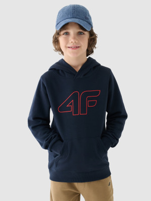 4F Bluza dresowa nierozpinana z kapturem chłopięca - granatowa