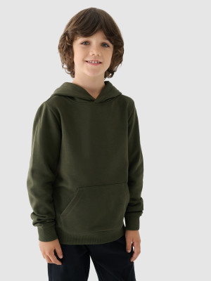 4F Bluza dresowa nierozpinana z kapturem chłopięca - khaki