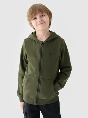4F Bluza dresowa rozpinana z kapturem chłopięca - khaki