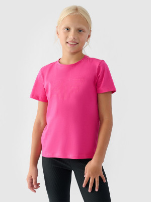 4F T-shirt z nadrukiem dziewczęcy - różowy