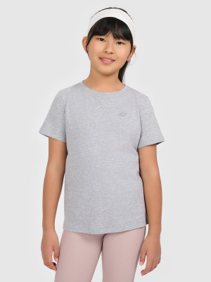4F T-shirt gładki dziewczęcy - szary