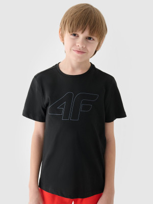 4F T-shirt z nadrukiem chłopięcy - czarny