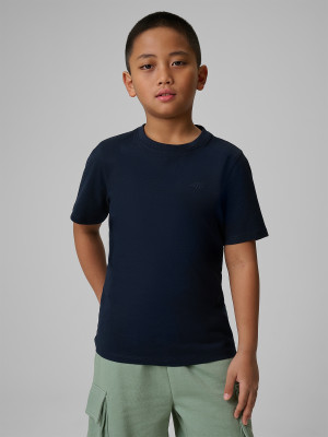 4F T-shirt gładki chłopięcy - granatowy