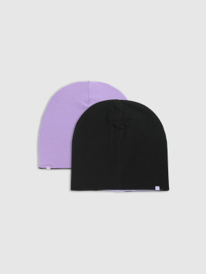 4F Czapka beanie dwustronna dziecięca - fioletowa