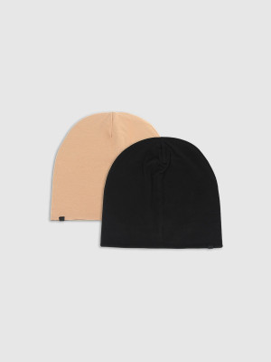 4F Czapka beanie dwustronna dziecięca - brązowa