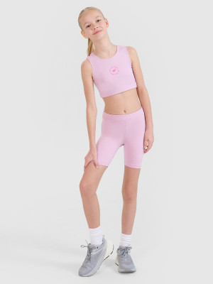 4F Legginsy kolarki sportowe dziewczęce - różowe