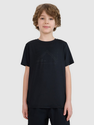 4F T-shirt trekkingowy szybkoschnący chłopięcy - czarny