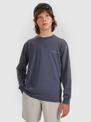 4F Longsleeve oversize z nadrukiem chłopięcy - szary