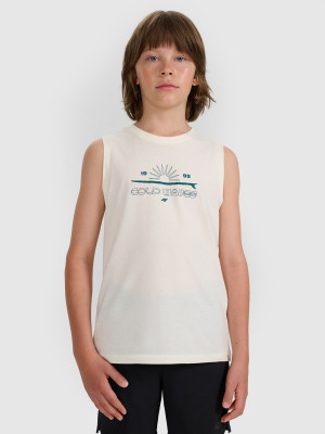 4F Tank top regular z nadrukiem chłopięcy - biały