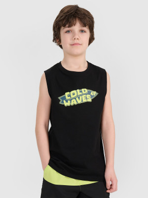 4F Tank top regular z nadrukiem chłopięcy - czarny
