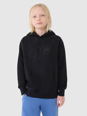 4F Bluza dresowa nierozpinana z kapturem chłopięca - czarna