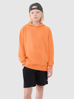 4F Bluza dresowa nierozpinana z kapturem chłopięca - pomarańczowa