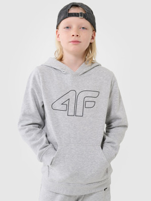 4F Bluza dresowa nierozpinana z kapturem chłopięca - szara