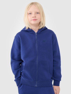 4F Bluza dresowa rozpinana z kapturem chłopięca - niebieska