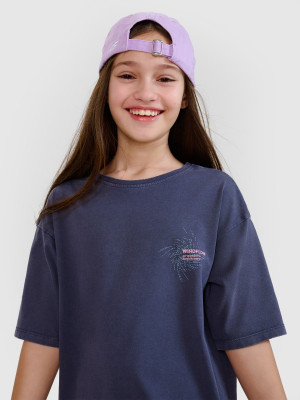 4F T-shirt oversize z nadrukiem dziewczęcy - szary