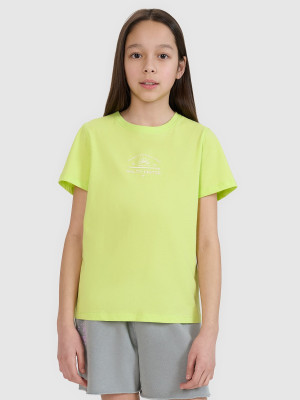 4F T-shirt regular z nadrukiem dziewczęcy - zielony