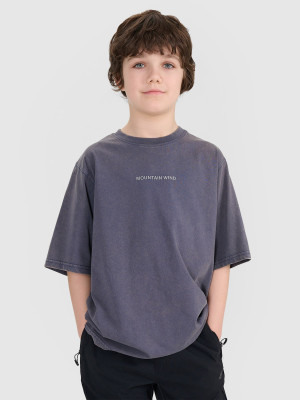 4F T-shirt oversize z nadrukiem chłopięcy - szary