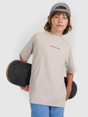4F T-shirt oversize z nadrukiem chłopięcy - szary