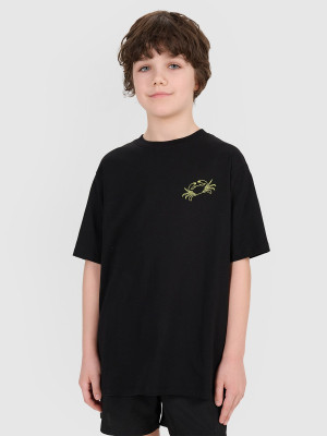4F T-shirt oversize z nadrukiem chłopięcy - czarny