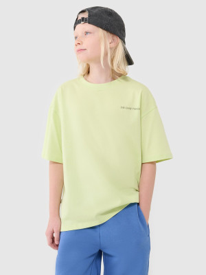4F T-shirt oversize z napisem chłopięcy - zielony