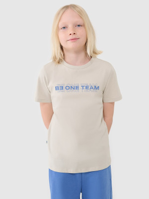 4F T-shirt z nadrukiem chłopięcy - beżowy