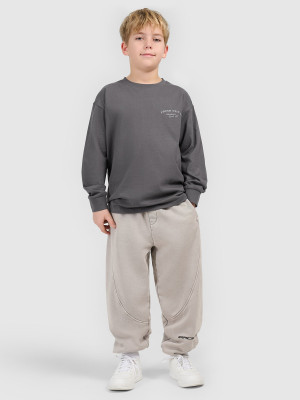 4F Longsleeve loose z nadrukiem chłopięcy - szary