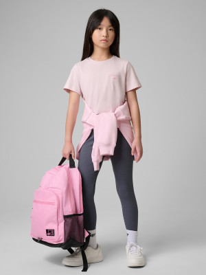 4F T-shirt regular z nadrukiem dziewczęcy - różowy