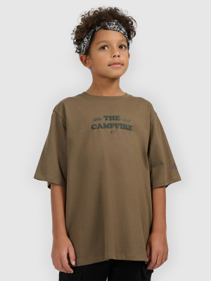 4F T-shirt loose z nadrukiem chłopięcy - khaki