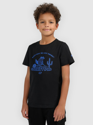 4F T-shirt regular z nadrukiem chłopięcy - czarny
