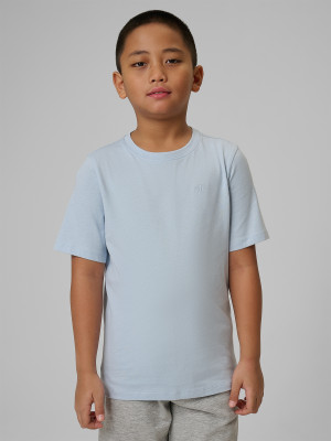 4F T-shirt regular gładki chłopięcy - niebieski