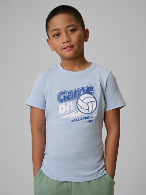 4F T-shirt regular z nadrukiem chłopięcy - niebieski