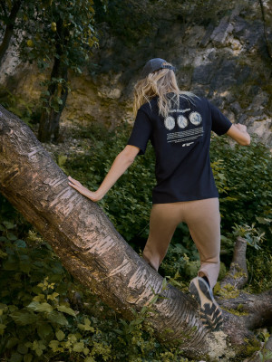 4F T-shirt loose z nadrukiem damski - czarny