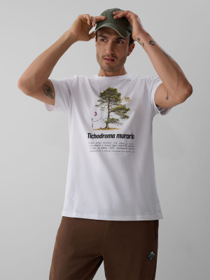 4F T-shirt regular z nadrukiem męski - biały