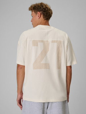 4F Regular Size: T-shirt loose z nadrukiem 4F | Tomasz Fornal - kremowy