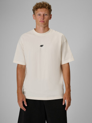 4F Regular Size: T-shirt loose z nadrukiem 4F | Tomasz Fornal - kremowy