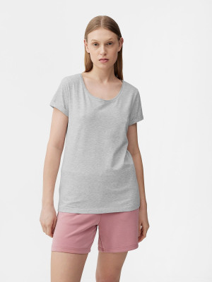 4F T-shirt regular gładki damski