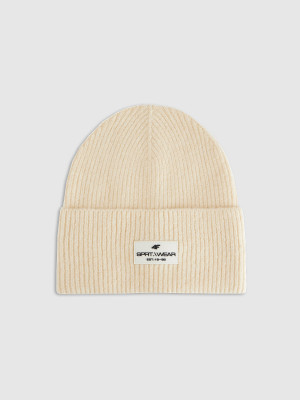 4F Czapka beanie damska - beżowa