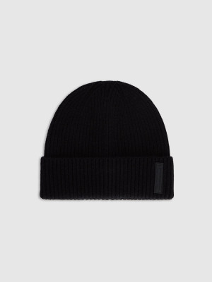 4F Czapka beanie wełniana męska - czarna