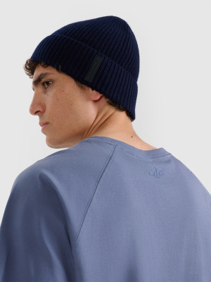 4F Czapka beanie wełniana męska - granatowa