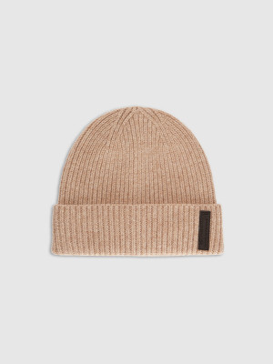 4F Czapka beanie wełniana męska - beżowa