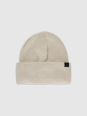 4F Czapka beanie z wełną merino uniseks - beżowa