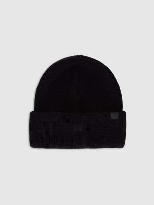4F Czapka beanie z wełną merino uniseks - czarna