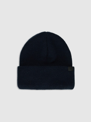 4F Czapka beanie z wełną merino uniseks - granatowa