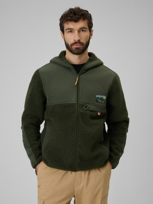 4F Polar sherpa regular z kapturem męski - khaki