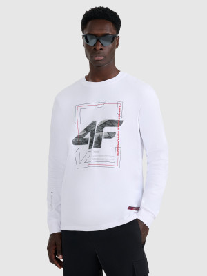 4F Longsleeve regular z nadrukiem męski - biały
