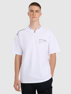 4F Koszulka polo oversize męska - biała